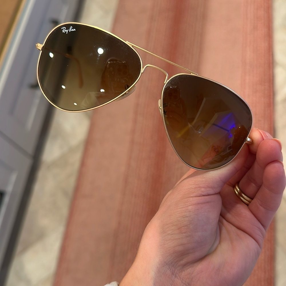 Ray-Ban RB3025 Aviator sunglasses, Ray-Ban aviators gold brown gradient